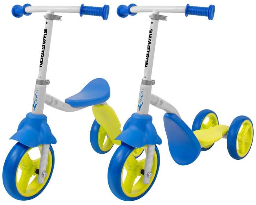 Swagtron K2 Toddler 3 Wheel Scooter Ride On Balance Trike 2 in 1 Adjustable